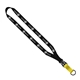 aerial view a black 3/4 multi - color polyester lanyard with slide buckle release split - ring, image 1 of 12