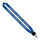 aerial view a royal blue 1 cotton lanyard with plastic clamshell swivel snap hook, image 1 of 2