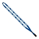 aerial view a electric blue 1/2 cotton lanyard with metal crimp bulldog clip, image 1 of 2