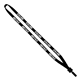 aerial view a black 1/2 cotton lanyard with plastic clamshell bulldog clip, image 1 of 2