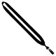 aerial view a black 3/4 cotton lanyard with metal crimp bulldog clip, image 1 of 2