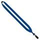 aerial view a electric blue 3/4 cotton lanyard with metal crimp bulldog clip, image 1 of 2