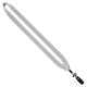 aerial view a white 3/4 cotton lanyard with metal crimp bulldog clip, image 1 of 2