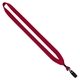aerial view a red 3/4 cotton lanyard with metal crimp bulldog clip, image 1 of 2