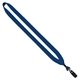 aerial view a royal blue 3/4 cotton lanyard with metal crimp bulldog clip, image 1 of 2