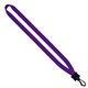 aerial view a dark purple 1/2 smooth nylon lanyard with plastic clamshell swivel snap hook, image 1 of 2