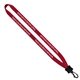 aerial view a red 1/2 smooth nylon lanyard with plastic clamshell swivel snap hook, image 1 of 2