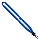 aerial view a royal blue 1/2 smooth nylon lanyard with plastic clamshell swivel snap hook, image 1 of 2