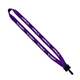 aerial view a dark purple 3/4 smooth nylon lanyard with plastic clamshell bulldog clip, image 1 of 2