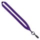 aerial view a purple 3/4 polyester lanyard with metal crimp bulldog clip, image 1 of 2