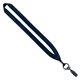 aerial view a navy 3/4 polyester lanyard with metal crimp bulldog clip, image 1 of 2