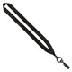 aerial view a black 3/4 polyester lanyard with metal crimp bulldog clip, image 1 of 2