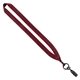 aerial view a burgundy 3/4 polyester lanyard with metal crimp bulldog clip, image 1 of 2