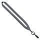 aerial view a gray 3/4 polyester lanyard with metal crimp bulldog clip, image 1 of 2