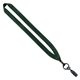 aerial view a hunter green 3/4 polyester lanyard with metal crimp bulldog clip, image 1 of 2