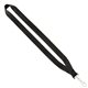 aerial view a black 3/4 economy polyester lanyard with sewn silver tone swivel snap hook, image 1 of 2