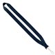 aerial view a navy 3/4 economy polyester lanyard with sewn silver tone swivel snap hook, image 1 of 2