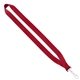 aerial view a red 3/4 economy polyester lanyard with sewn silver tone swivel snap hook, image 1 of 2
