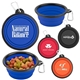 a group of collapsible silicone pet bowl w / carabiner