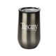 a titanium grey 14 oz economy stainless steel stemless wine glass with plastic lining