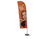 aerial view a white 10.5 value blade sail polypropylene banner kit (single - sided with cross base), image 1 of 5