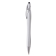 aerial view a silver 429 sleek metallic barrel stylus pen, image 1 of 2