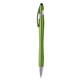 aerial view a green 369 sleek metallic barrel stylus pen, image 1 of 2