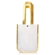 aerial view a white/gold designer tote bag with curved corners, image 1 of 4