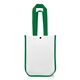 aerial view a white/green designer tote bag with curved corners, image 1 of 3