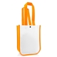 aerial view a white/orange designer tote bag with curved corners, image 1 of 3