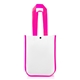 aerial view a white/pink designer tote bag with curved corners, image 1 of 2