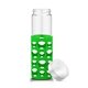 aerial view a green 20 oz silicone round cutouts glass bottle, image 1 of 2