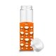 aerial view a orange 20 oz silicone round cutouts glass bottle, image 1 of 2