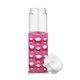 aerial view a pink 20 oz silicone round cutouts glass bottle, image 1 of 2