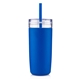 aerial view a navy blue 32 oz bermuda tumbler, image 1 of 3