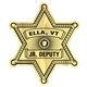 aerial view a shiny gold badge sticker on roll sheriff 2 9/16 x 3 1/16 foil papers roll of 1000, image 1 of 2