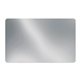 aerial view a matte silver lapel sticker on roll rectangle 3 1/2 x 2 3/16 foil papers roll of 1000, image 1 of 2