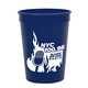 aerial view a navy blue 12 oz cups on the go plastic stadium cup, image 1 of 2