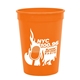 aerial view a orange 12 oz cups on the go plastic stadium cup, image 1 of 2