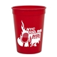 aerial view a red 12 oz cups on the go plastic stadium cup, image 1 of 2