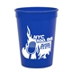 aerial view a royal blue 12 oz cups on the go plastic stadium cup, image 1 of 2