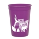 aerial view a violet 12 oz cups on the go plastic stadium cup, image 1 of 2