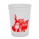aerial view a white 12 oz cups on the go plastic stadium cup, image 1 of 2