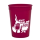aerial view a maroon 12 oz cups on the go plastic stadium cup, image 1 of 2