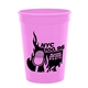aerial view a awareness pink 12 oz cups on the go plastic stadium cup, image 1 of 2
