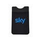 aerial view a black stretch lycra fabric phone wallet, image 1 of 2