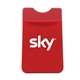aerial view a red stretch lycra fabric phone wallet, image 1 of 2