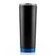 aerial view a black/blue 24 oz slim jim 2 tumbler, image 1 of 3