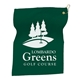 aerial view a green 15 x 18 golf towel, image 1 of 2