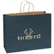aerial view a navy blue matte judy tote bag w / foil print, image 1 of 2